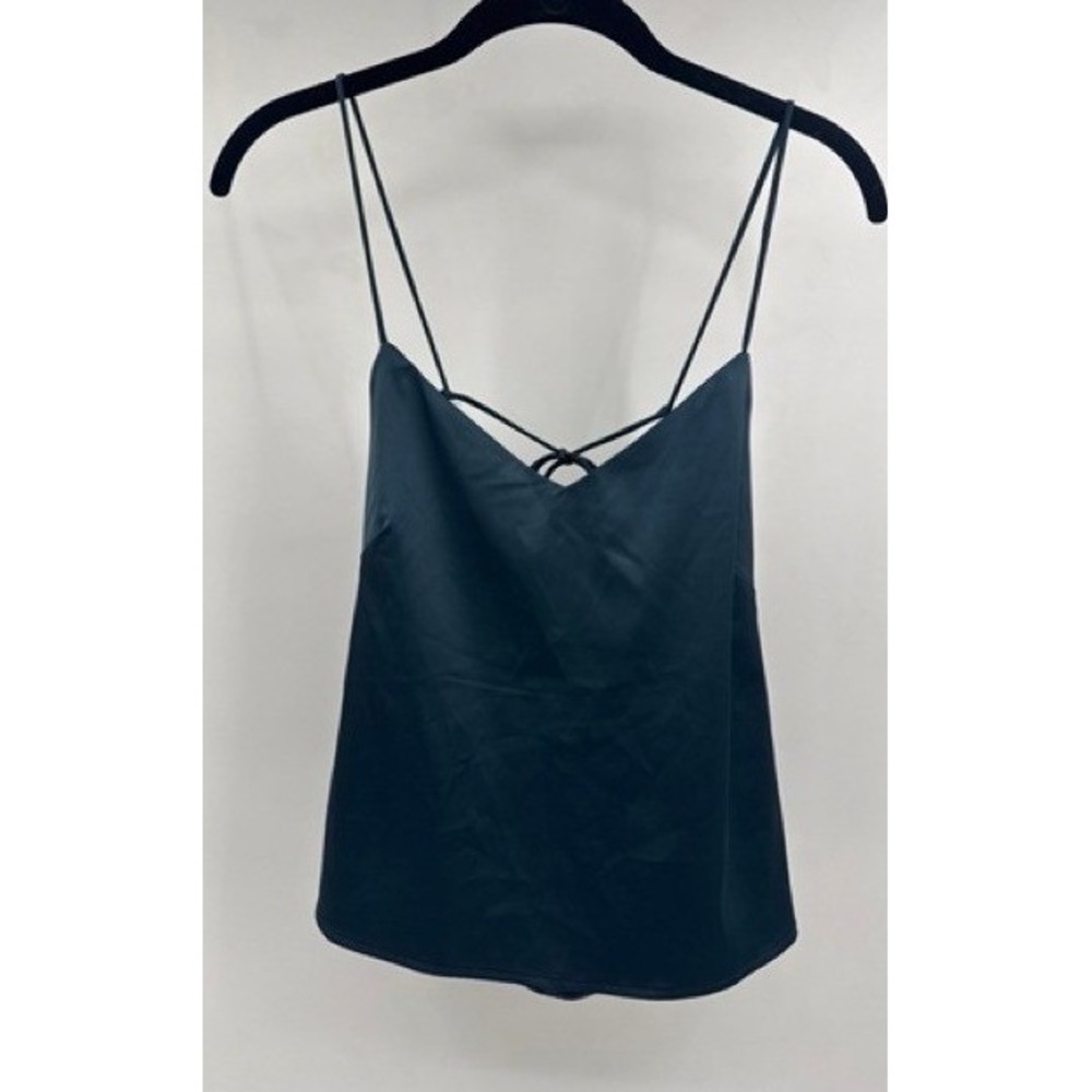 Stelen Womens Teal Blue Satin Tie Back Strappy Cami Top MEDIUM Minimalist Chic